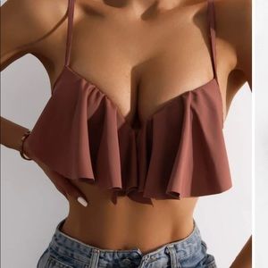 Shein Flounce Push Up Bikini Swim Top, Large